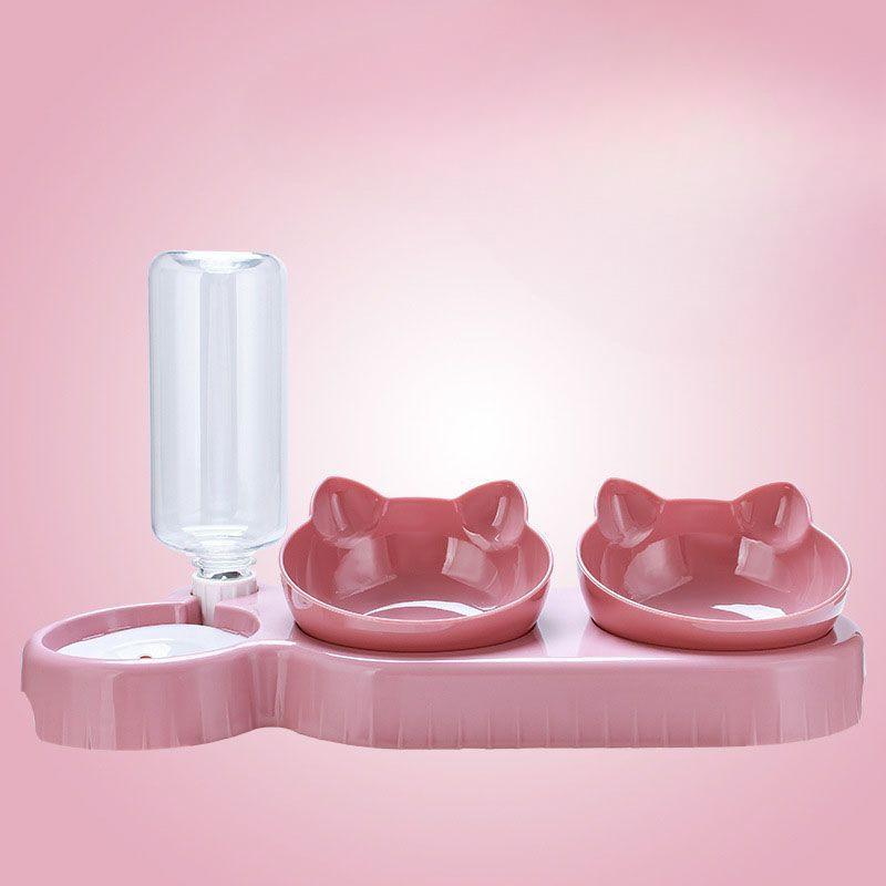 2026 New Elevated Cat Food Bowl Set Non Slip Double Pet Feeder Stainless Steel Dish for Cats and Dogs KTY