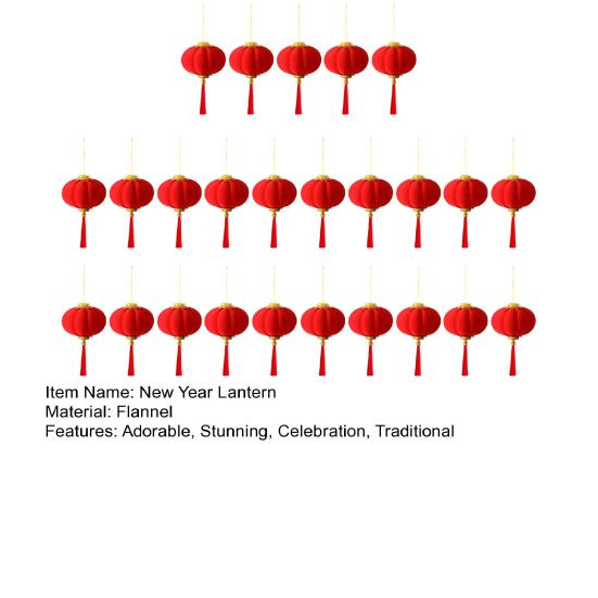 Flannel Chinese New Year Lantern Mini Red Lucky Hanging Lanterns with Tassel for Spring Festival Party Wedding Supplies