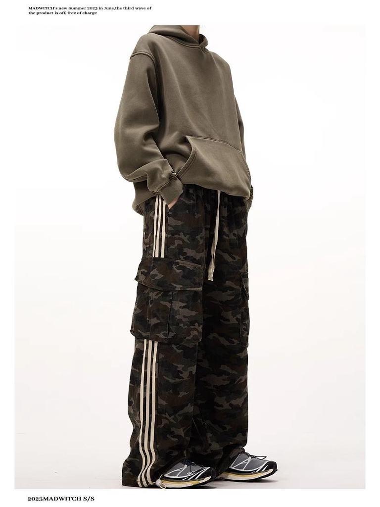 Men's Retro Camouflage Overalls: Spring Casual, Trendy, Loose-Fit with Large Pockets