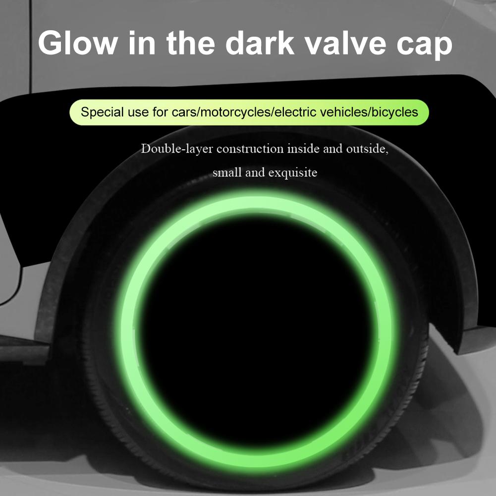 4-40pcs Luminous Valve Caps Fluorescent Night Glowing Car Motorcycle Bicycle Bike Night Colorful Glowing Valve Caps Universal
