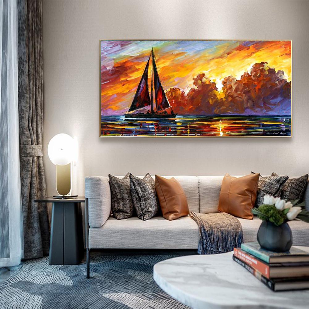 Nordic landscape oil painting color sky watercolor art canvas painting living room corridor office home decoration mural No Frame