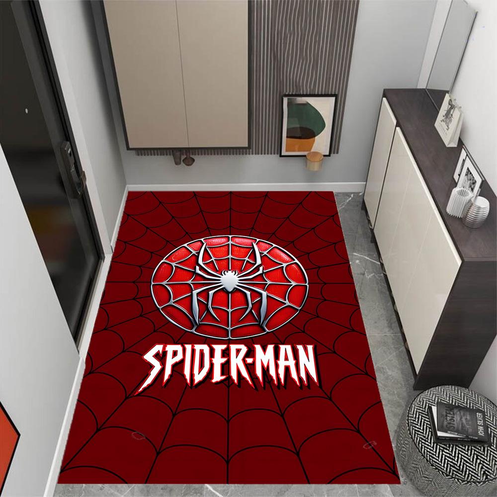 Spider-Man Red Background Non-Slip Rug - Polyester, Home Decor, Suitable for Bedrooms, Living Rooms, Entryways, and Studios