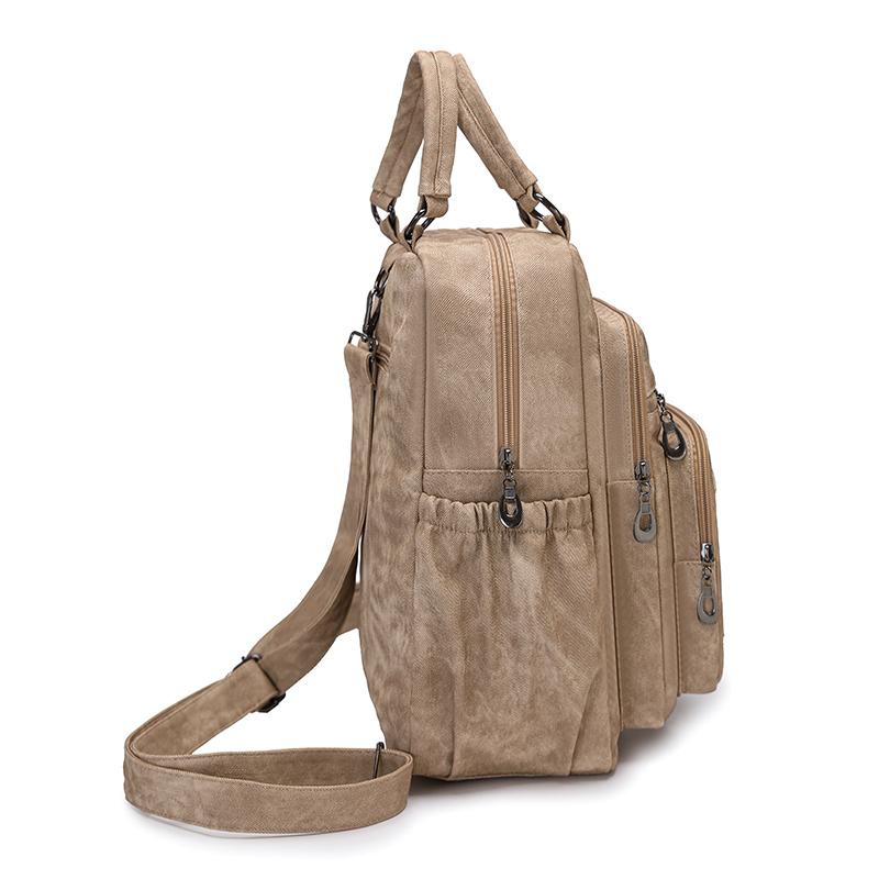 Vintage Leather Backpack for Women Casual Daypack Travel Shoulder Bag with Multi Pockets