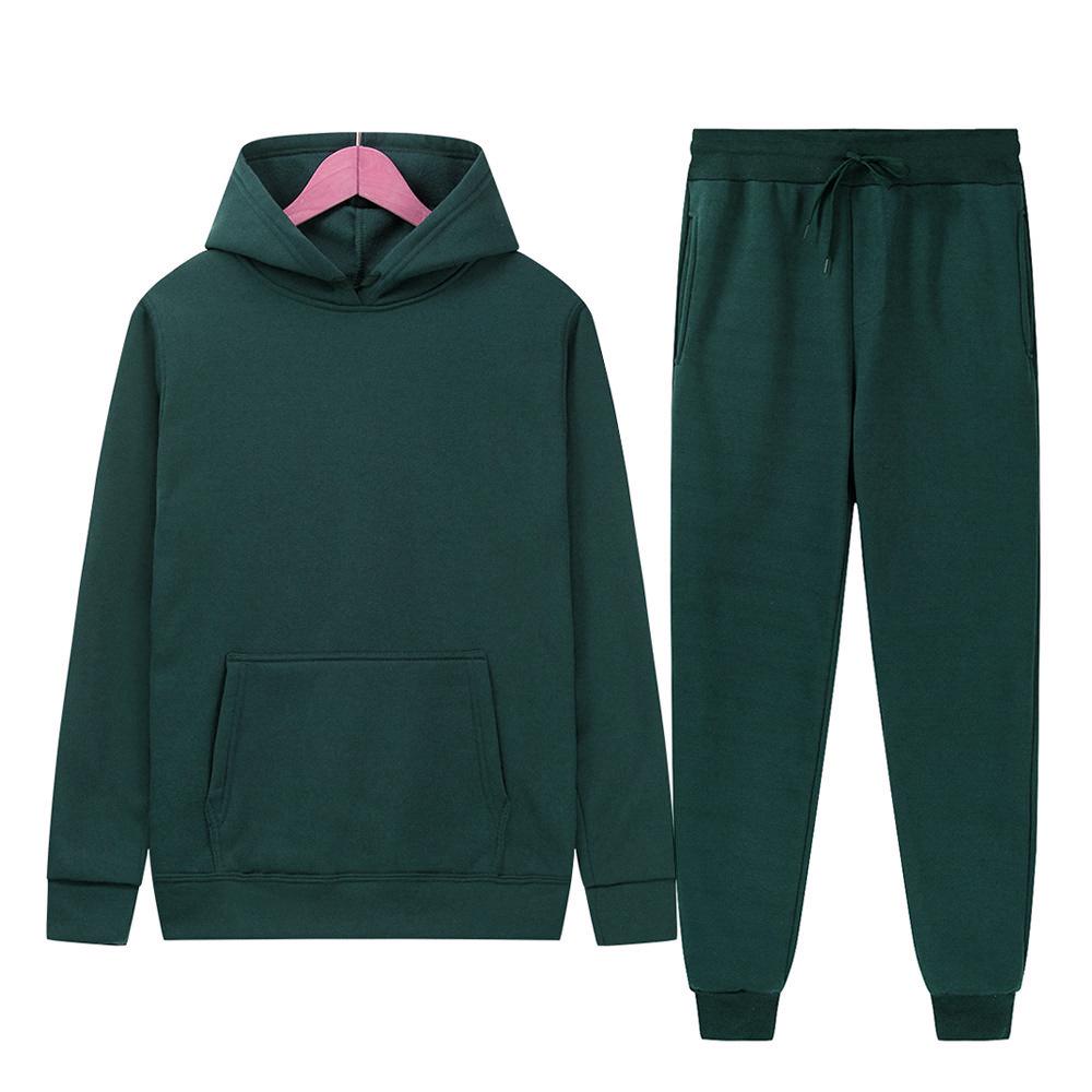 Unisex Thick Winter-Autumn Sportswear: Hooded Sweatshirt + Sweatpants Set