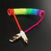 Spring Cable Rainbow Retractable 3A Fast Charging Data Cable Type C Micro USB Ios Flexible Elastic Stretch Charger For Samsung