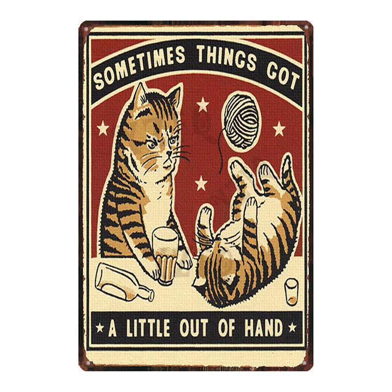 Cat And Dog Diet Funny Picture Metal Tin Signs Plaque Vintage Wall Bar Home Art Pet Shop Decor Customizable 30X20CM DU-7090A