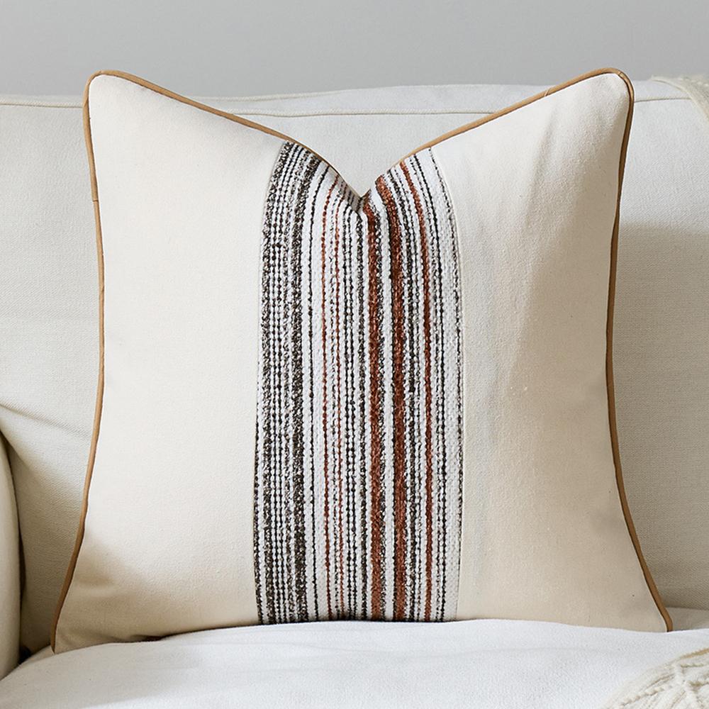 Farmhouse Cushion Cases with Stripe Pattern Soft Woven Pillowcase Striped Throw Covers for Home Bedroom Living Room Sofa Decor