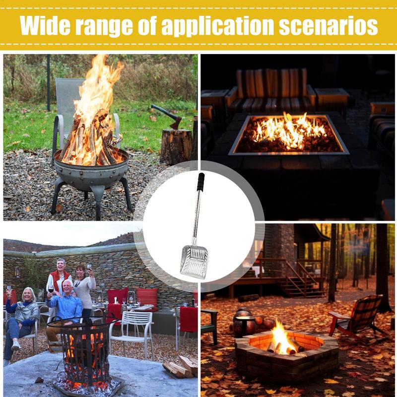 Metall Kamin Ascheschaufel Ausgehöhlter Holzofen Aschesieb Eisen Kohleschaufel Feuerstellenwerkzeug für Kamine Outdoor BBQ Grills