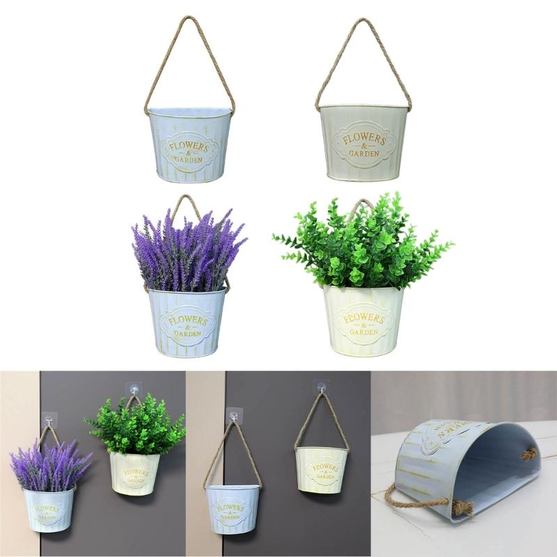 Hanging Small Iron Bucket Decorative Plant Pots Plant Hanging Pots Wall Hanging Indoor Flower Basket Metal Flower Pots