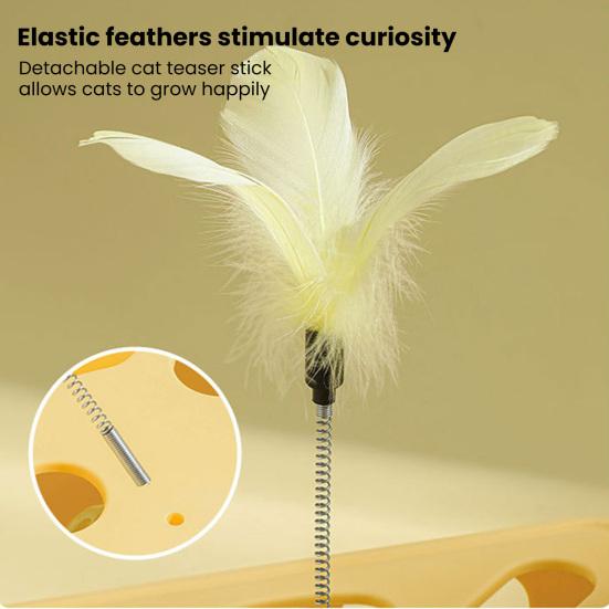 Interactive Puzzle Toy for Cats Puzzle Box with Jingle Balls Spring Feather Wand Cat Enrichment Toy for Indoor Cats Mental Stimulation And Exercise
