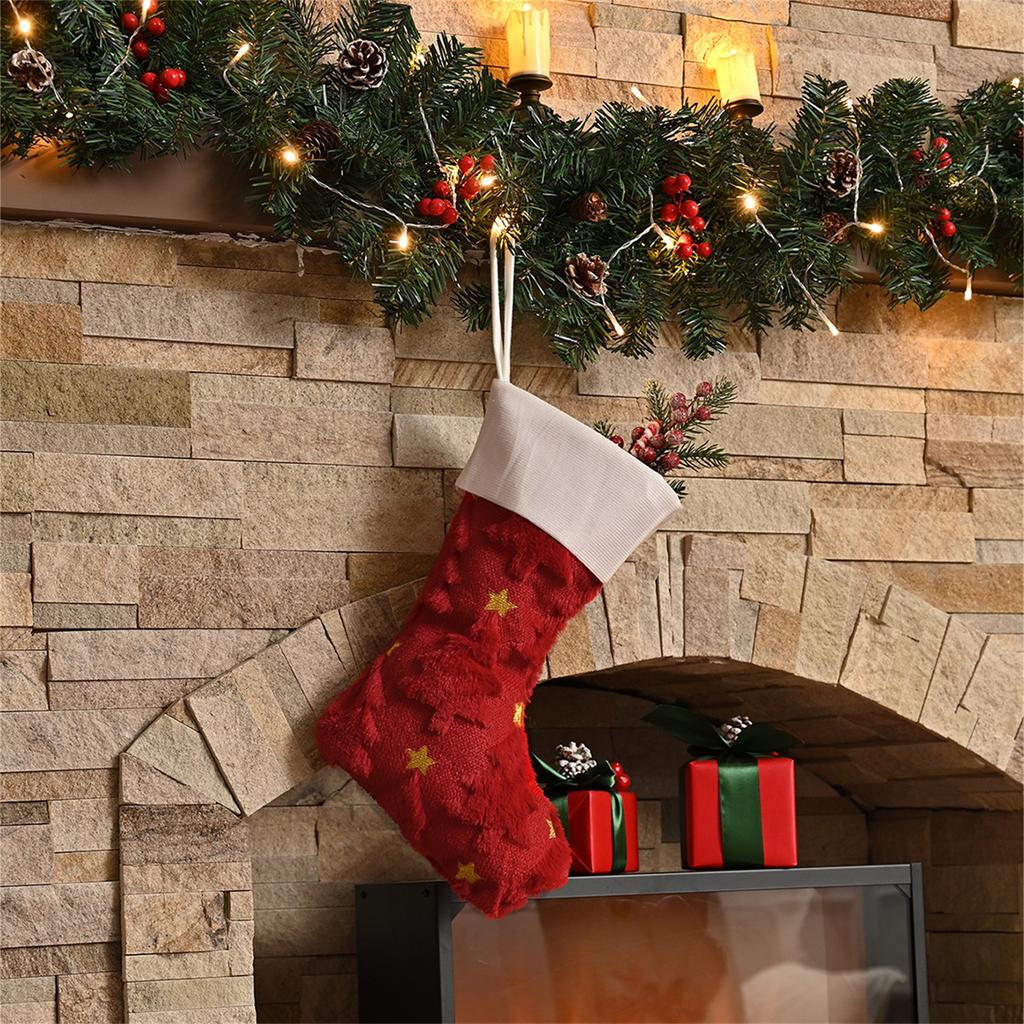 Populaire Vijfsterren Kerstsokken, Kerstsokken, Europese En Amerikaanse Kerstdecoratiesokken, Geborduurde Pluche Sokken