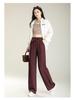 Elegant Women's Korean Style Elastic Waist Pants - Spring 2025 Collection, Narrow and Wide-Leg Casual Long Pants