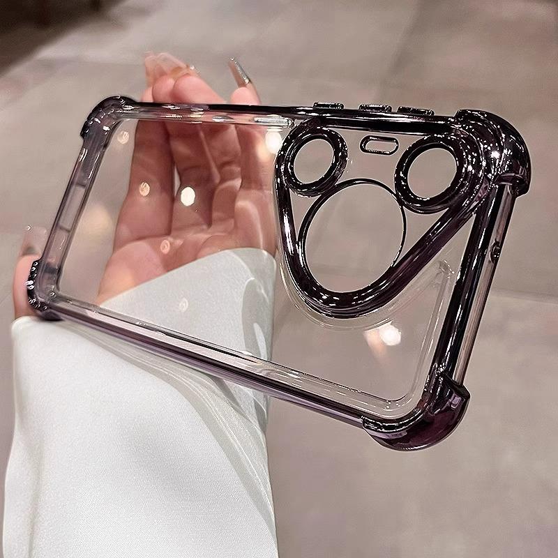 Electroplated Transparent Airbag Anti-fall Case with Lens Film for Huawei Pura80Pro Phone