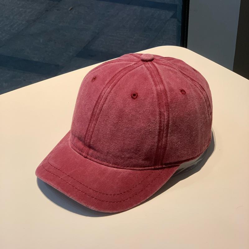 

Unisex Solid Color Short Brim Baseball Cap Korean Style Street Fashion Casual-Shading Dad Hat for Women And Men 54-59cm вино красного