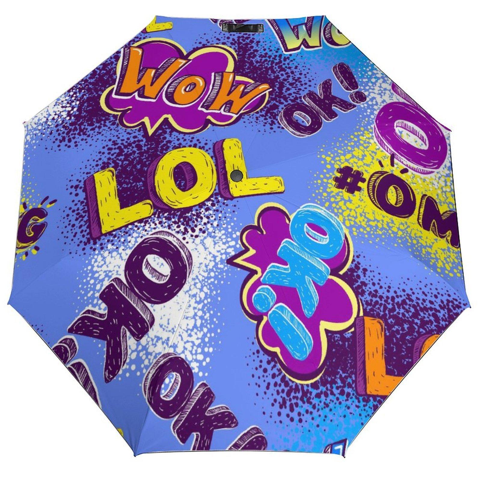 

1 Pack Automatic Umbrella With Anti Uv Inner Layer And Durable Ribs For Travel Safety In Graffiti Inspired Style чорний