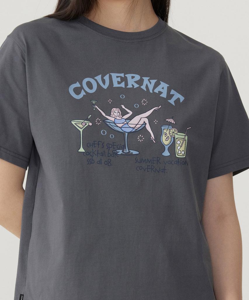COVERNAT WOMAN Semi-Overfit Cocktail T-Shirt Charcoal