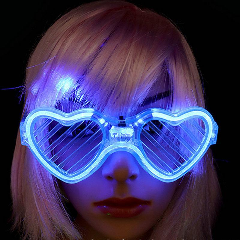LED Light-up Flashing Glasses: Square, Heart-shaped, Venetian Blind Styles