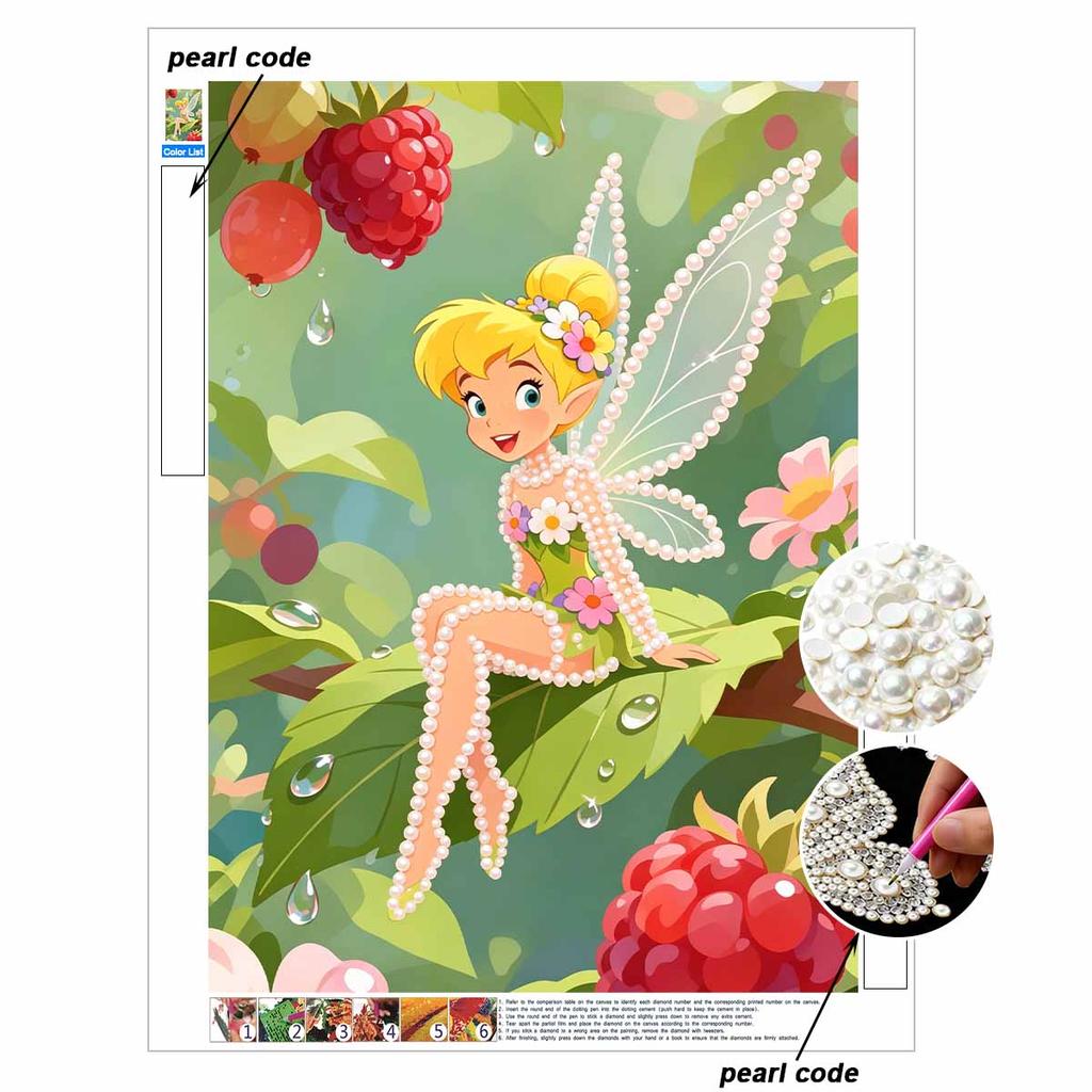 Disney Pearl Painting Jingle Bell Fairy Themed Creative Pearl Art Painting 5D DIY Pearl Embroidery Mosaic Cross Stitch Kit Home Decor