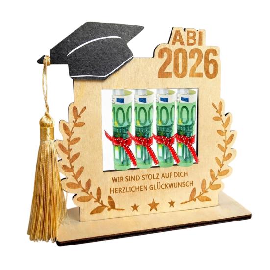2026 Graduation Money Holder Wooden Tabletop Cash Stand Holder for Cash Gifts Class of 2026 Graduation Gifts for High School College A