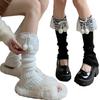 Lolitas Plush Ball Ruffle Frilly Leg Warmers Knitted Leg Sleeves Goth Crochet Ankle Heap Socks JK Uniform Foot Cover