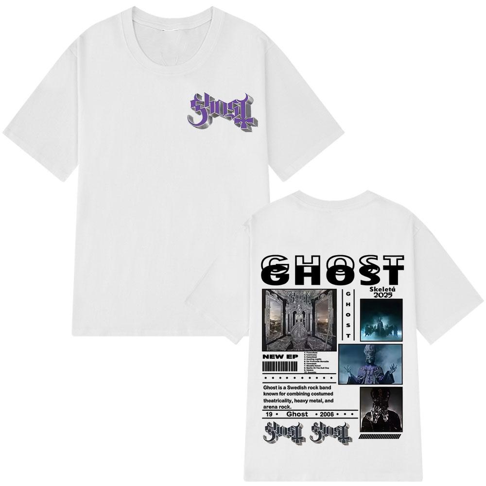 Ghost Skeletour World Tour Horký Výprodej 2025 Album Trička Muž Žena Krátký Rukáv Volné Ležérní Oversized Harajuku Punk Trička