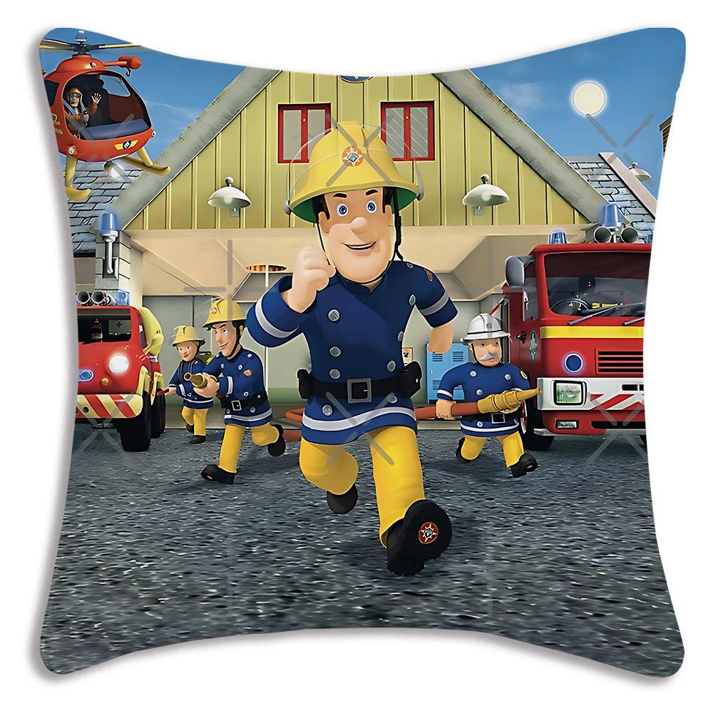 Anime Für Feuerwehrmänner S-Sam Kissenbezüge Cartoon Sofa Dekorativ Zuhause Doppelseitiger Druck Kurzer Plüsch Niedlicher Kissenbezug