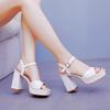 Fashion Women Party Evening Wedding Shoes for Women Summer Fashion Women Platform Super High White Peep Toe Sandals Plus Size 34-42