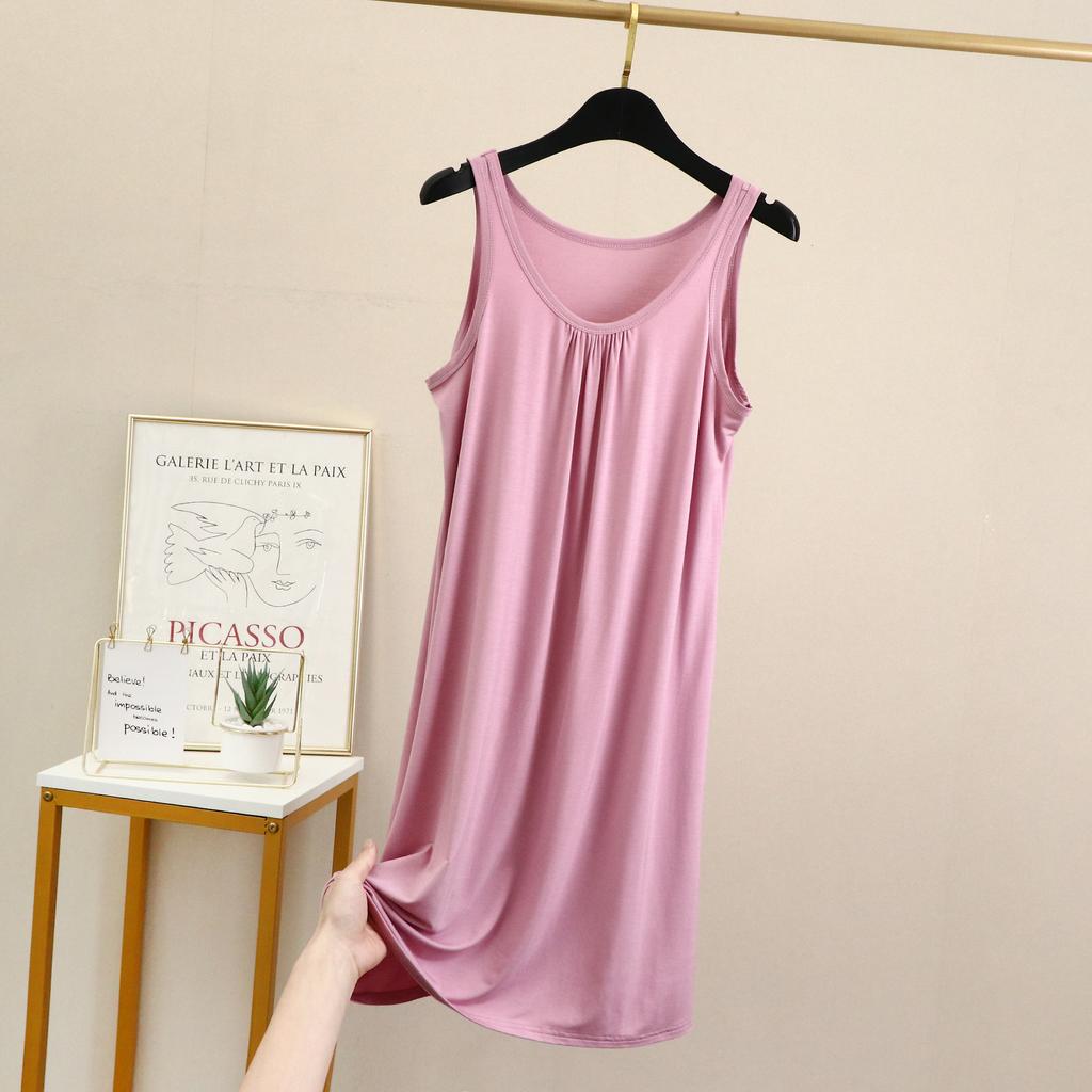 L-6XL Vestito Pigiama da Donna Senza Maniche Canottiera Camicia da Notte Sottile Estiva Pigiami in Modal Comodi da Casa Camicie da Notte