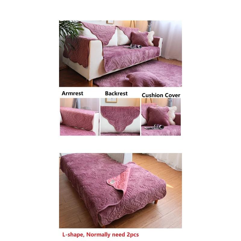 Short Plush Sofa Towel Winter European-style Brief Sofa Cover Solid Color Non-slip Sofa Cover Universal for Living Room