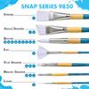 Princeton Snap Paint Brush 9850 Angle Shader Watercolor/Acrylic SET-3 (Round 0/2/6, 3/4)