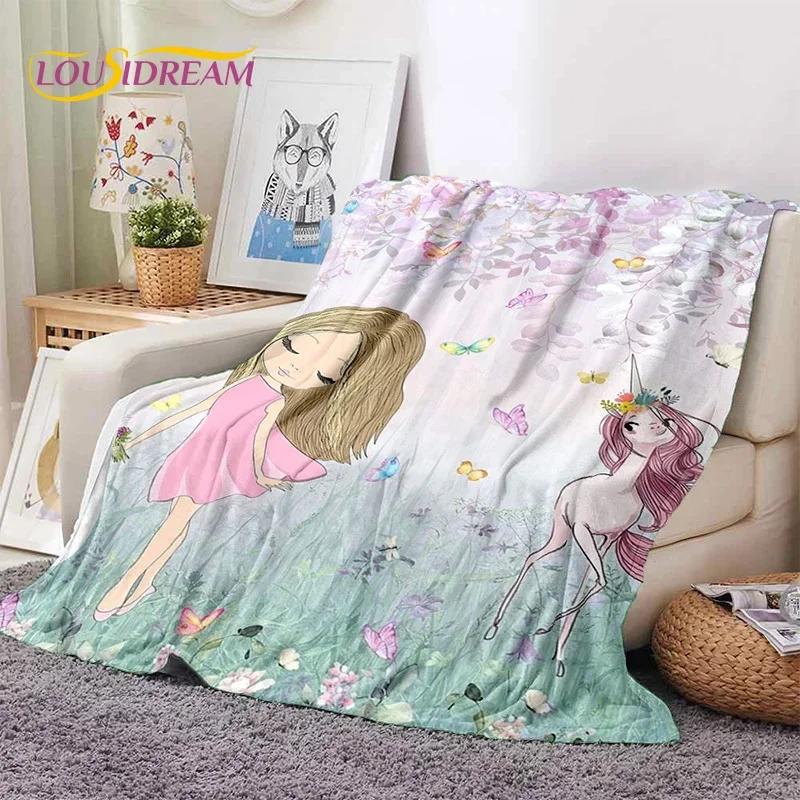 Roztomilá baletka, baletka, víla, kreslená, měkká flanelová deka na postel, do ložnice, na pohovku, na piknik, přehozová deka pro venkovní volnočasové aktivity, dárek