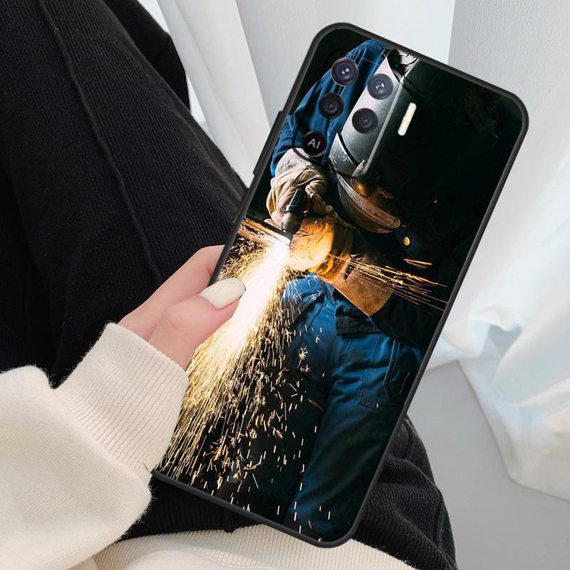 Schweißer Schweißen Heißer Metall Arbeiter Fall Für Oppo A17 A57 A77 A40 A78 A54 A74 A94 A76 A16 A96 A18 a60 A80 A38 A58 A98 A15 A5 Pro