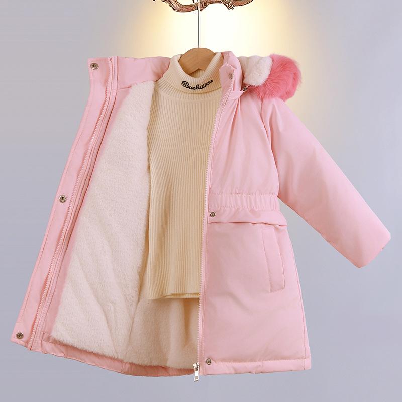 Children's Fashionable Cotton-padded Clothes with Fleece and Thickened Cotton-padded Jackets, Girls' Casual Down Cotton-padded Clothes