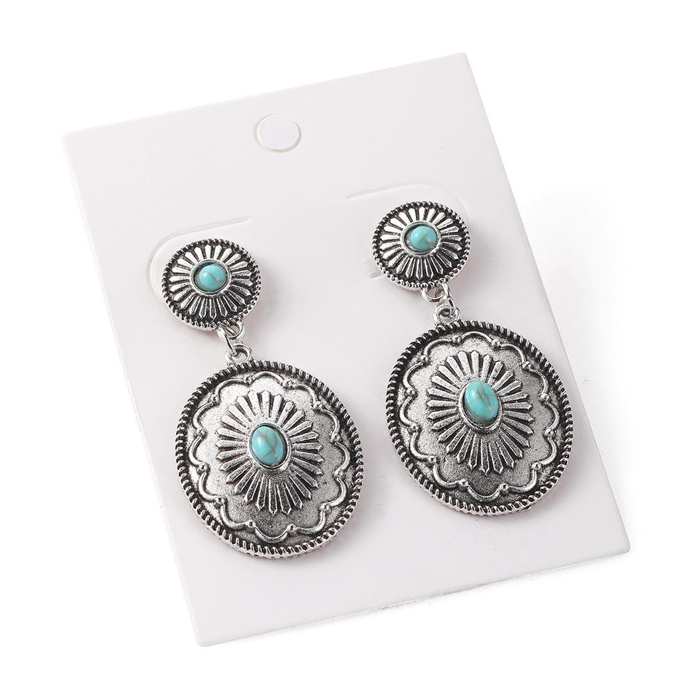 New Retro Earrings Bohemian National Style Turquoise Earrings Earrings