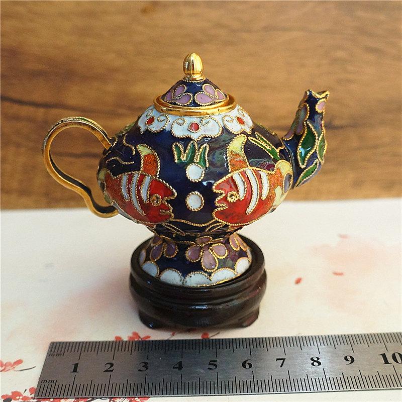 Vintage Cloisonné kleiner Topf Seltenes Antikes Kupfer Emaille Kunstwerk Heimdekoration