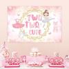 Ballerina Backdrop, Two Two Cute 2nd Birthday Decorations Backdrop Banner for Pink Ballet Dancing Girl Tutu Cute 2nd Birthday Photography Background
