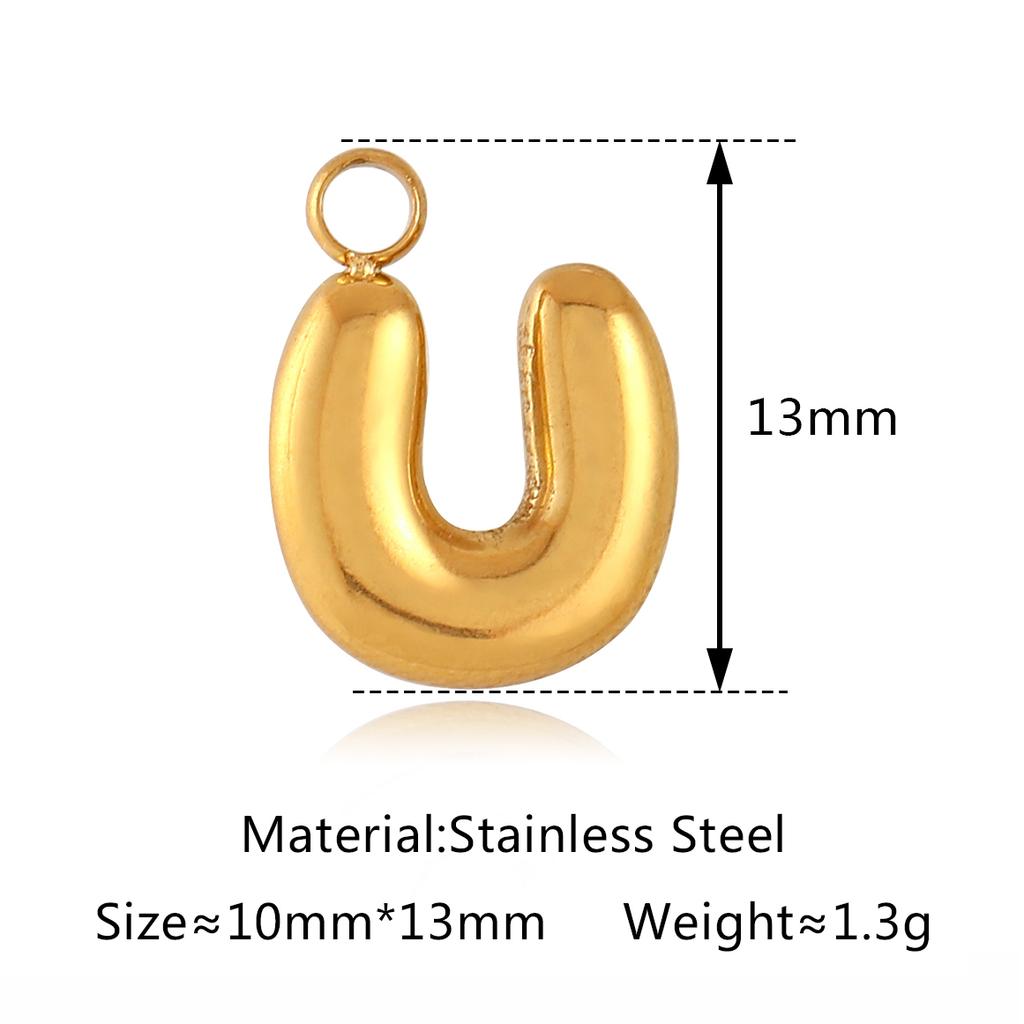 3Pcs Bubble Letter Charms Fadeless Gold Color PVD Plated Balloon Alphabet A-Z Pedant DIY Initial Necklaces Women Jewelry Making