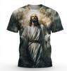 Camisetas Gráficas Tendência de Jesus Para Homens Moda Verão Streetwear Camisetas Cristãs Impressas em 3D Camisetas Frescas Oversized Gola Redonda Tops