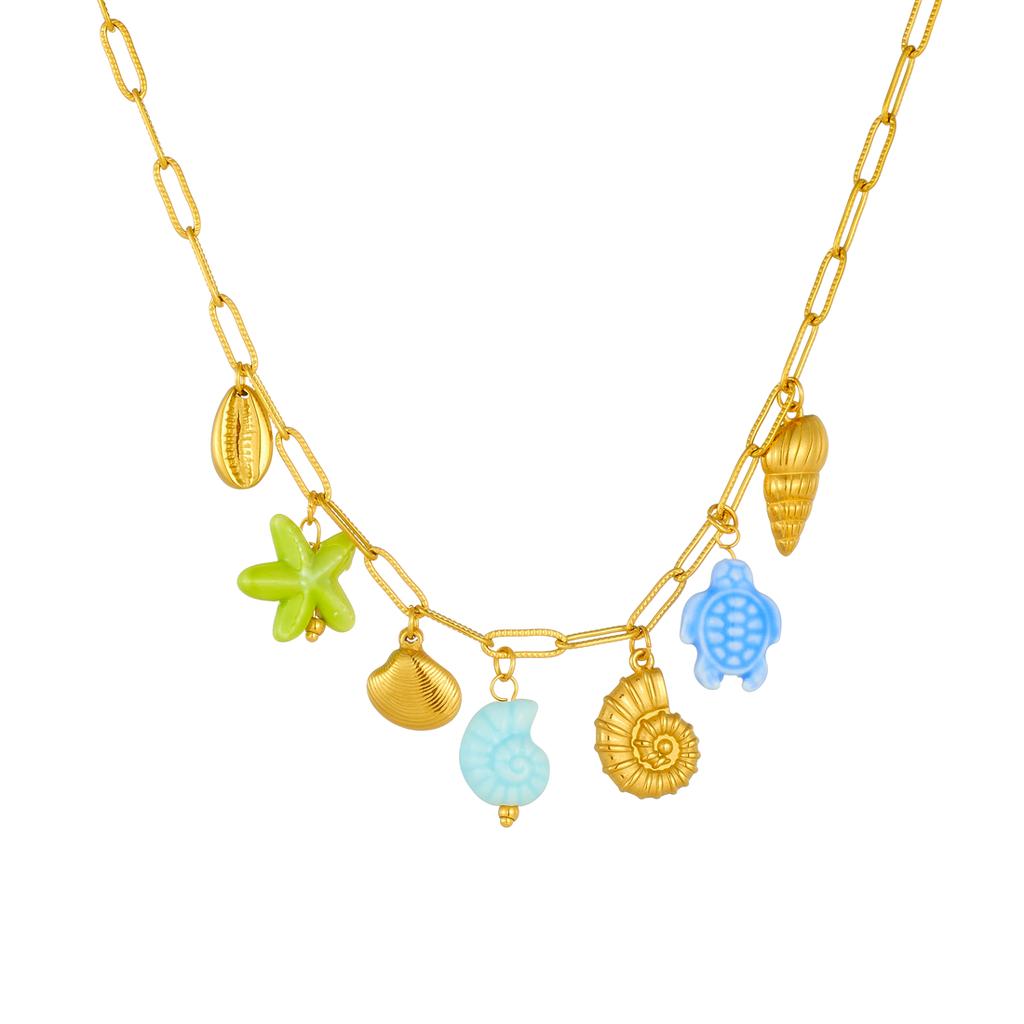 316L Edelstahl Frisch Spaß Seestern Muschel Schildkröte Muschel Anhänger Halskette Damen Meeres Serie Halskette Schmuck Geschenk