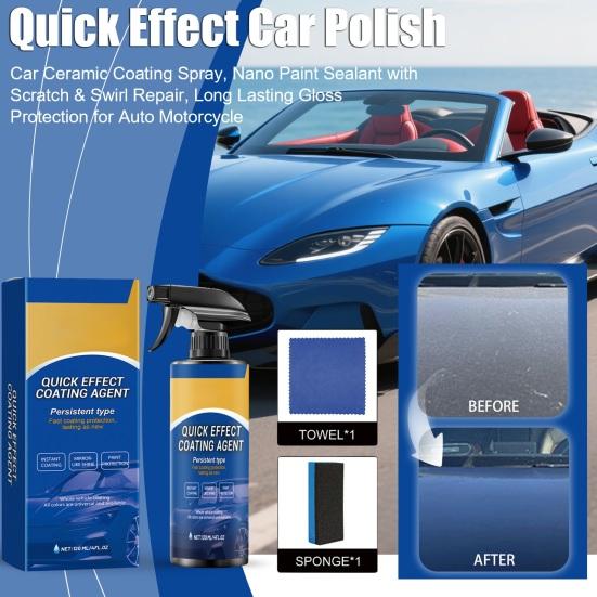 Car Ceramic Coating Spray, Nano Paint Sealant with Scratch & Swirl Repair, Long Lasting Gloss Protection for Auto Motorcycle