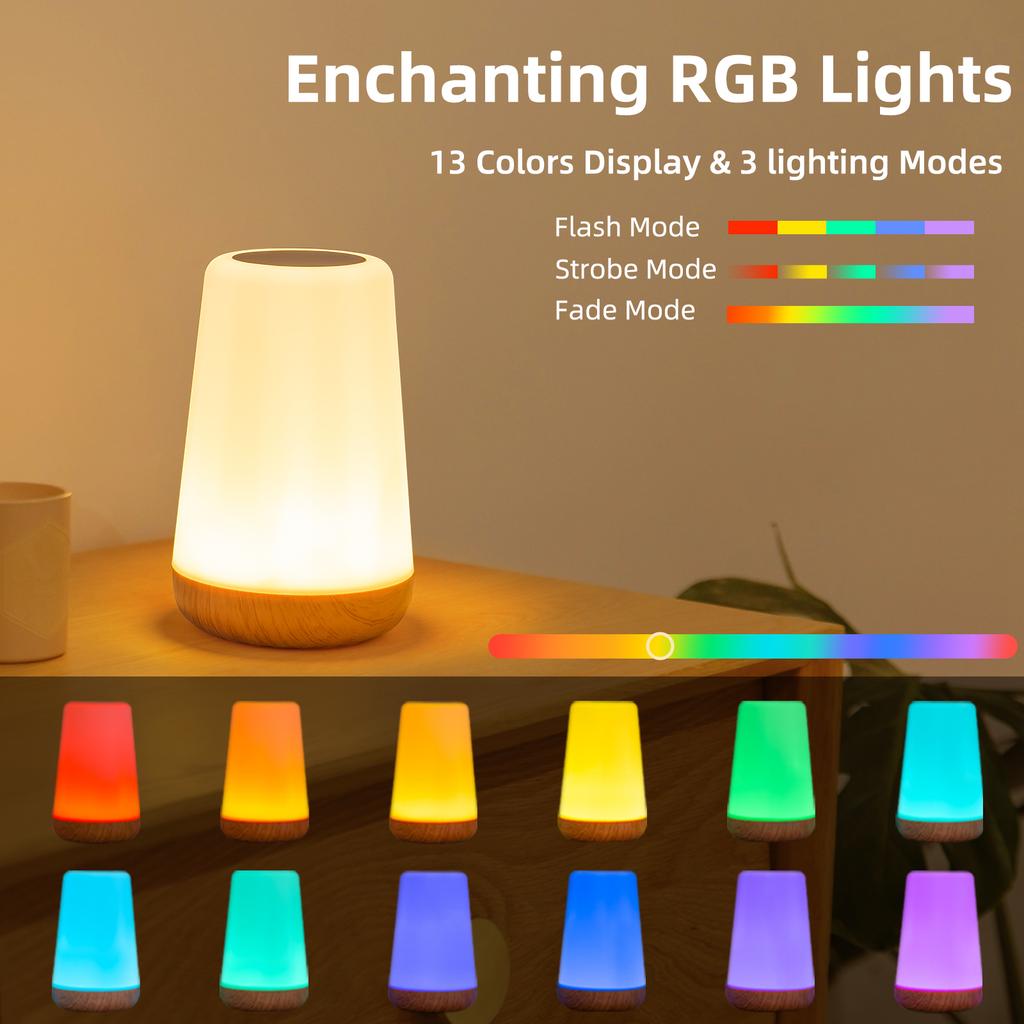 Rechargeable Bedside Lamp RGB Bedroom Touch Portable Desk LED Table Light RGB Table LED Night Lamp for Kids Gifts