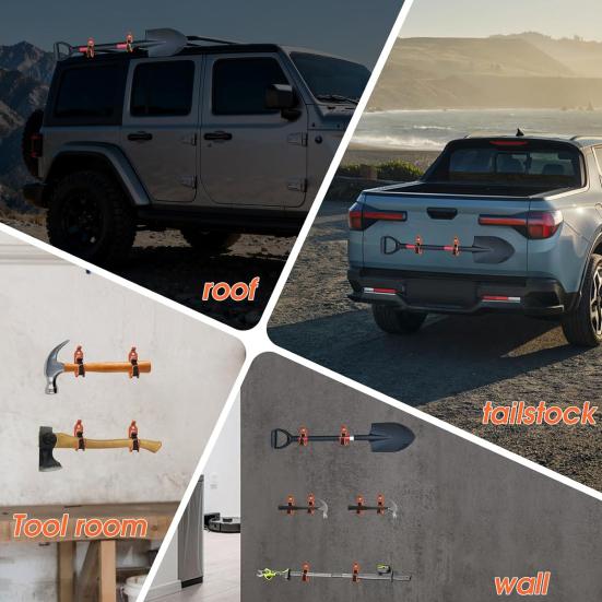 Metal Rubber Shovel Mounting Kit for Roof Rack & Garage Heavy-Duty Holder for Shovels Axes And Hoses Universal Shovel Mount for Truck Bed ATV UTV