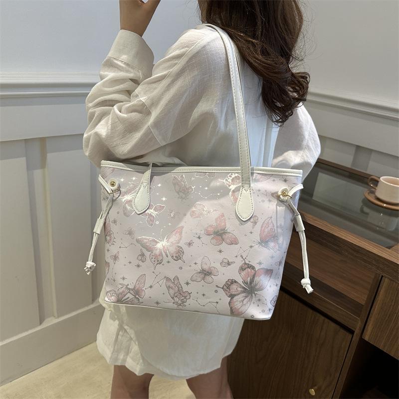 2025 New Foreign Trend Casual Shoulder Bag College Students Class Tote Bag Fashion Commuter Large Capacity Bag Women