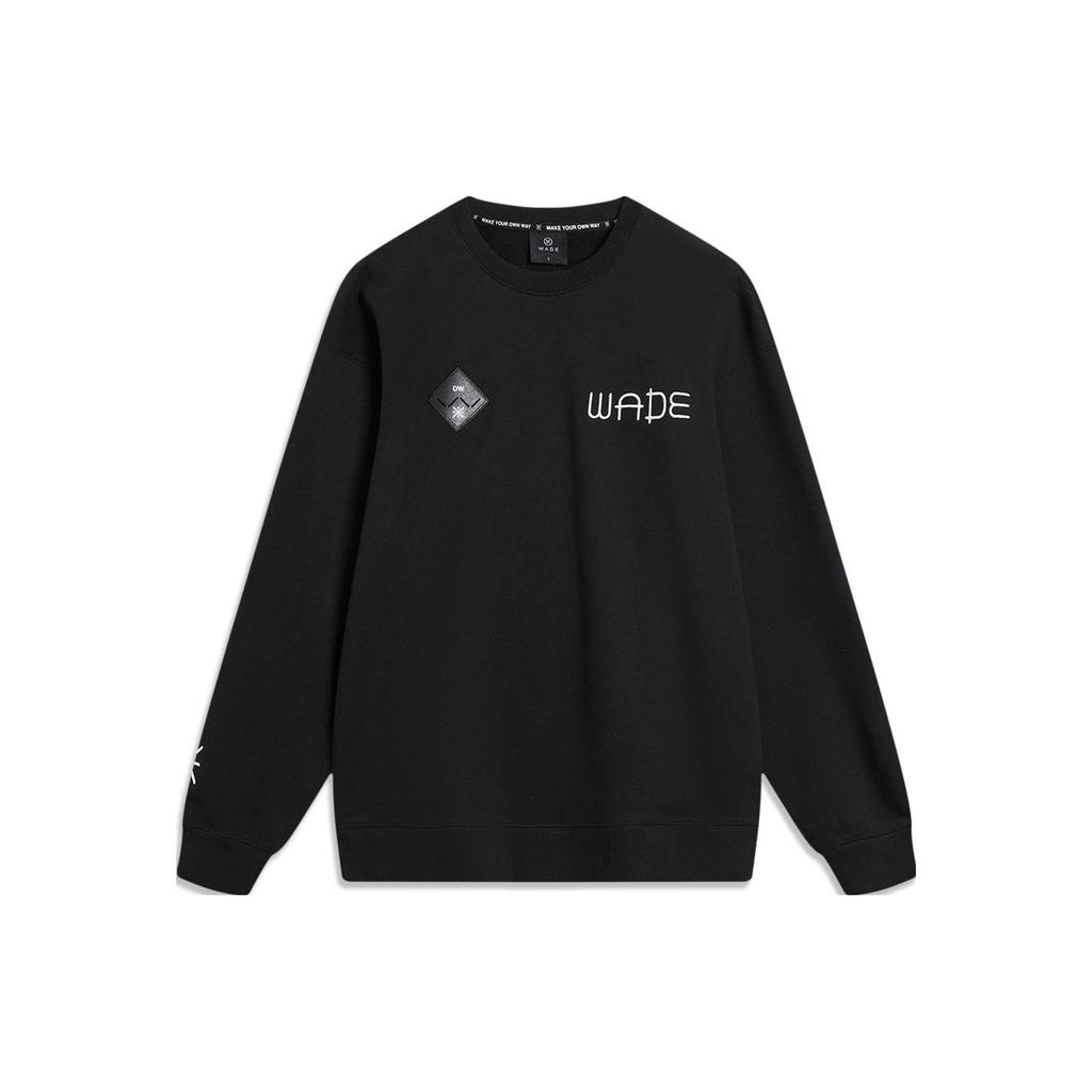 Li-Ning Wade Series Printed Letter Crewneck Pullover Sweatshirt Unisex Sweatshirt Black AWDTB79-1