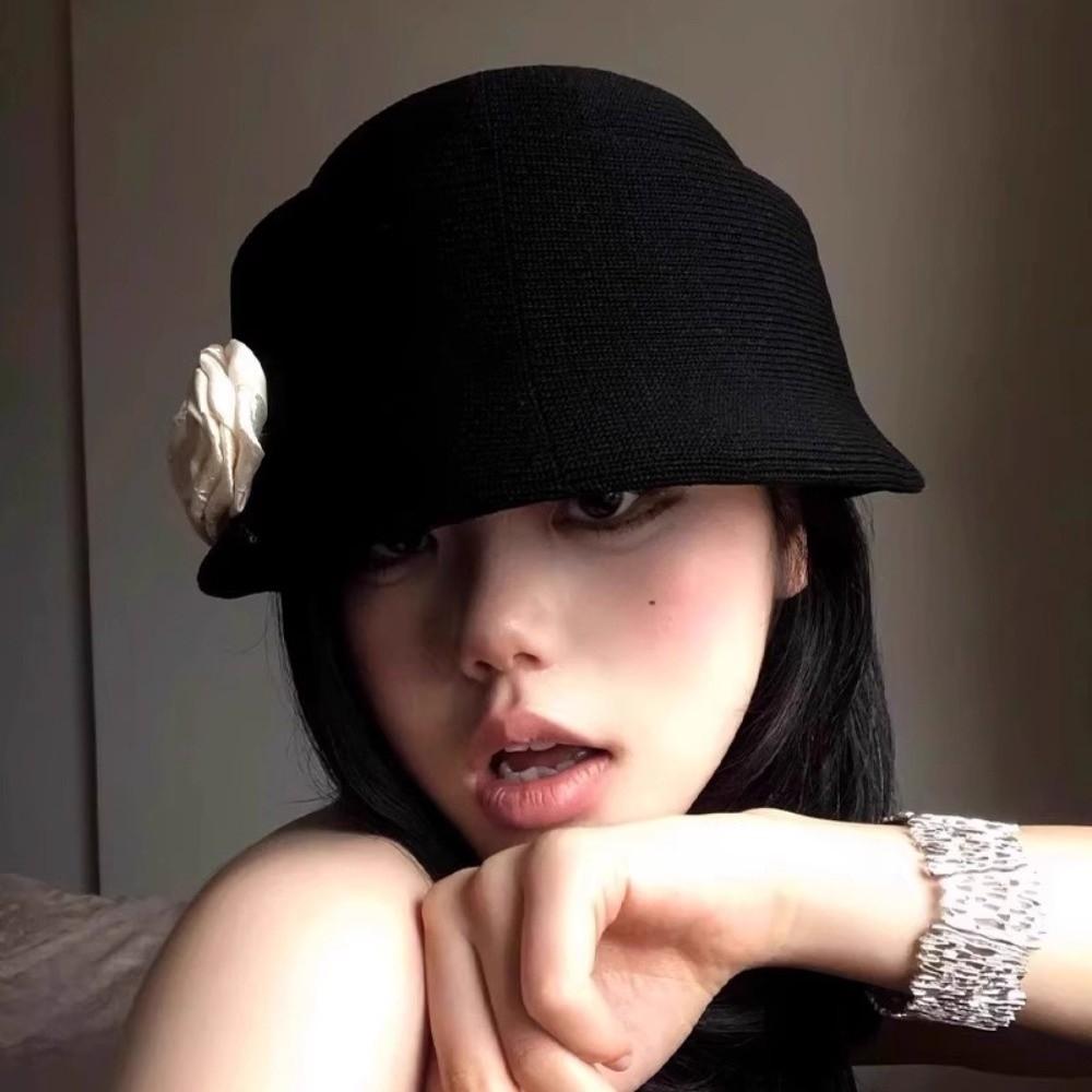 Elegant Floral Bowler Hat French Style Women's Formal hat Fashion Camellia Flower Cap  Lady