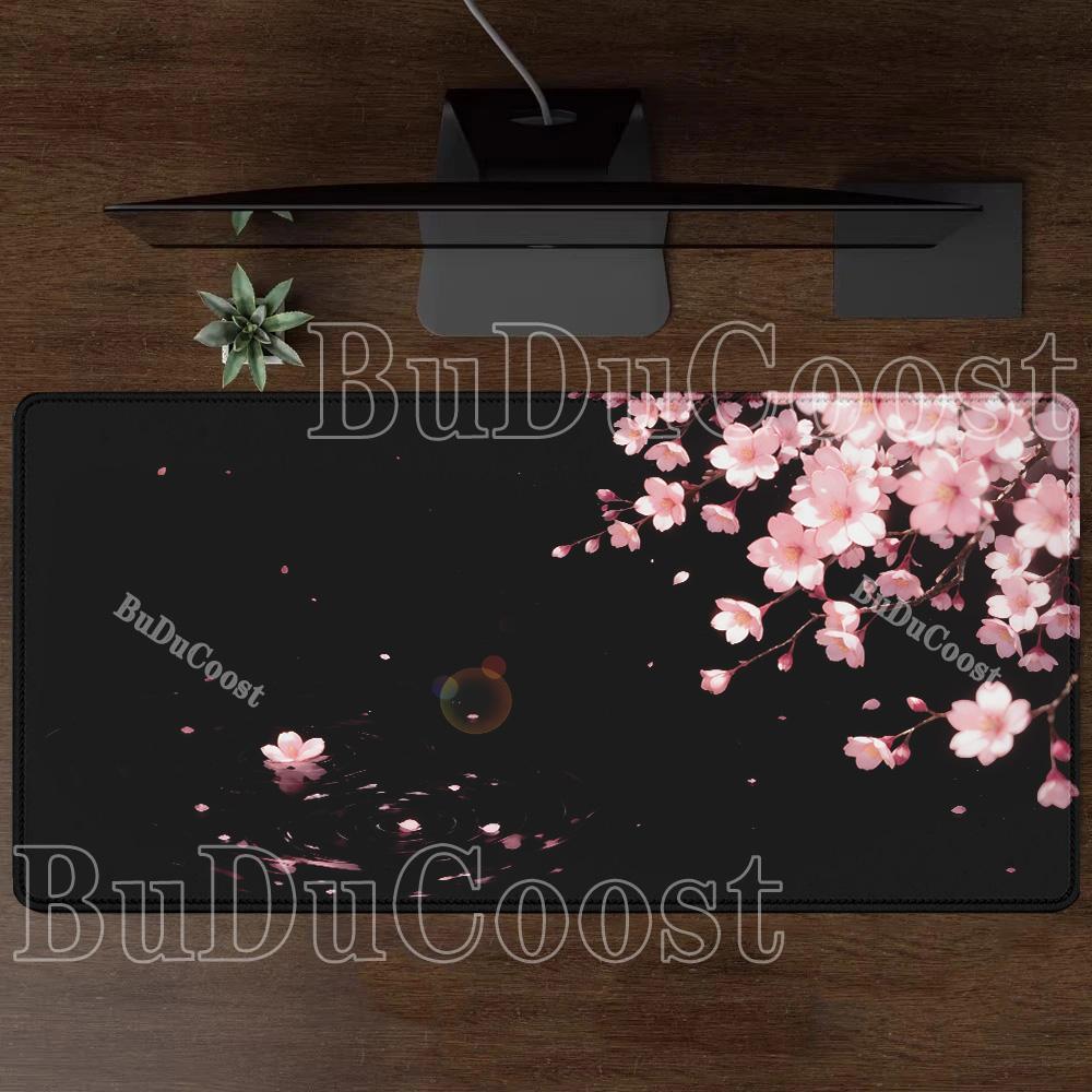 cartoon Mouse Pad Sakura Flower Cherry Blossom Non-Slip base Rubber Anime Gaming Mousepad overlock PC Office HD printing DeskMat