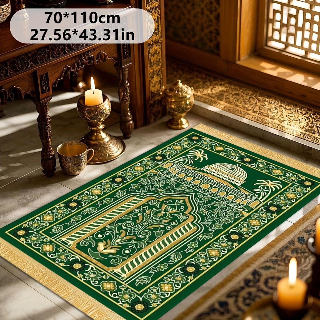 VIKAMA Více stylů islámský modlitební kobereček Polyester Přenosný muslimský Salah rohož Ramadan Dárek Květinový oblouk Domácí dekorace Modlitební koberec