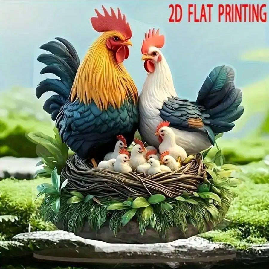 Böhmisches Kristall Hühnerfamilie Desktop Dekoration Geeignet für Heim- und Bürodekoration, Geeignet für Osterdekoration, 1 Stück