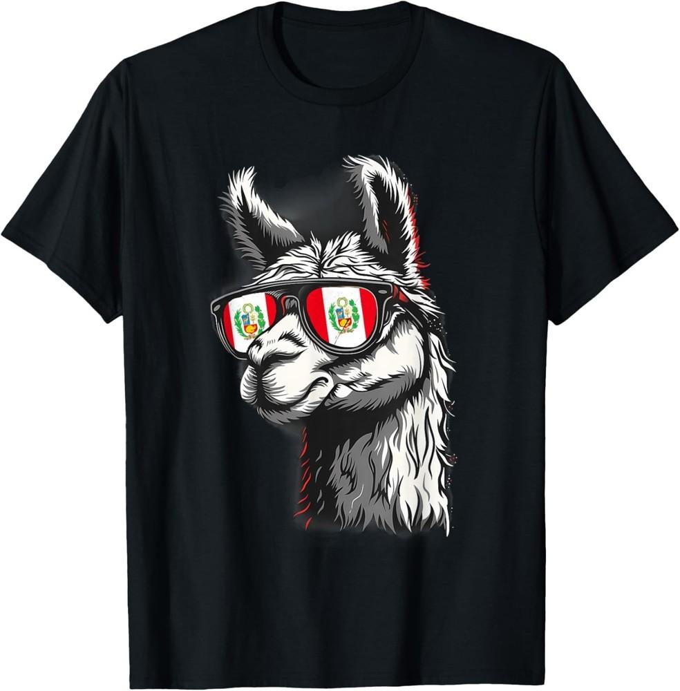 

Перу Альпака Портрет Солнцезащитные очки Перуанский Флаг Перуанская Гордость унисекс Футболка L