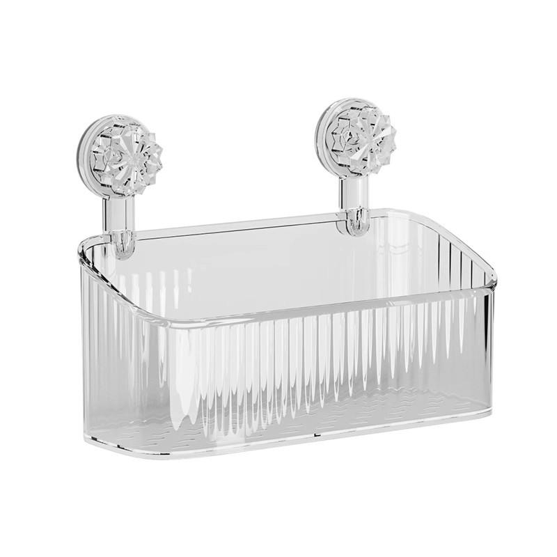 Elegant Wall-Mounted Bathroom Storage Rack: Punch-Free Toothbrush & Toothpaste Holder with Suction Cup.